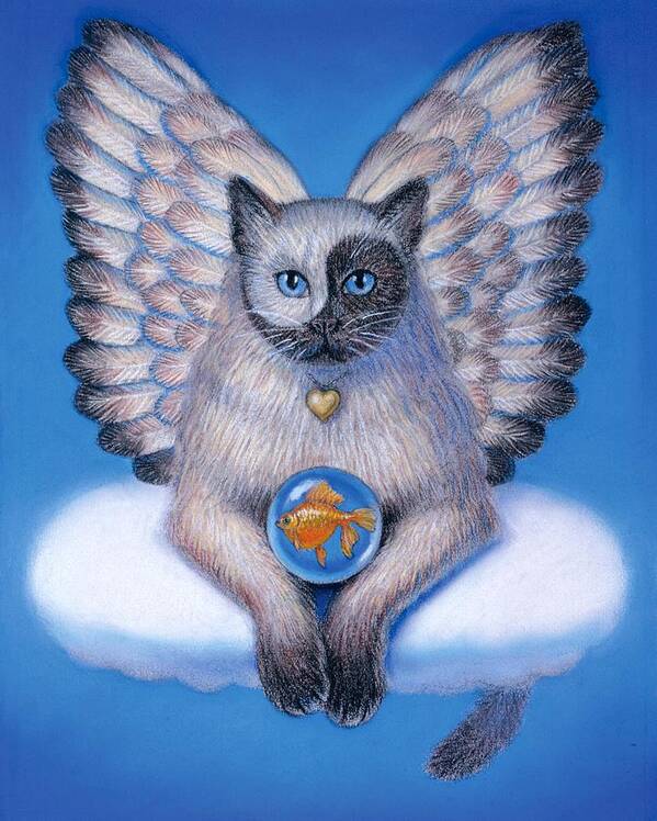Animals Poster featuring the painting Kitty Yin Yang- Cat Angel by Sue Halstenberg