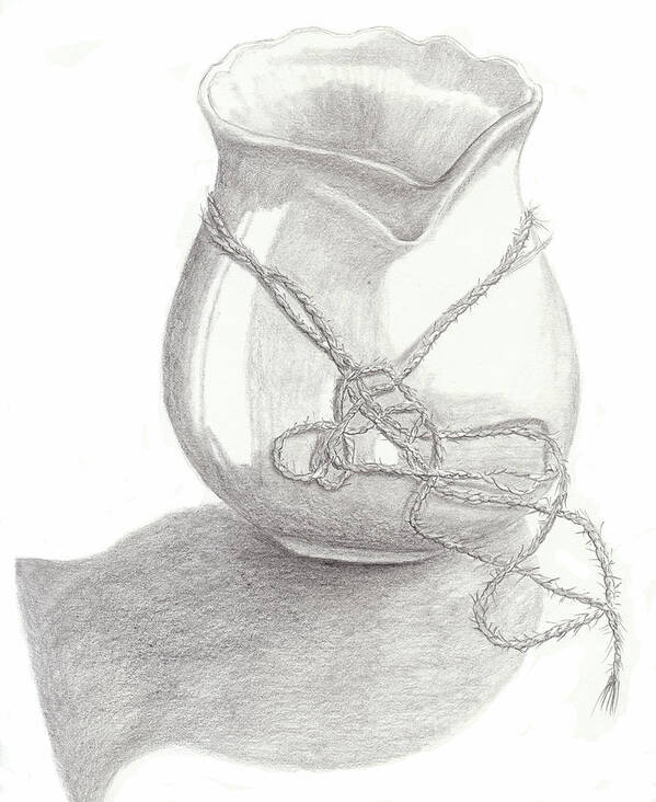 Graphite Poster featuring the drawing Knots on Vase study by Martin Valeriano