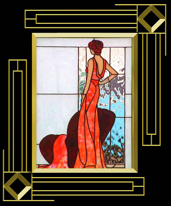 Art Deco Poster featuring the digital art Lady in Red - Frame 5 by Chuck Staley