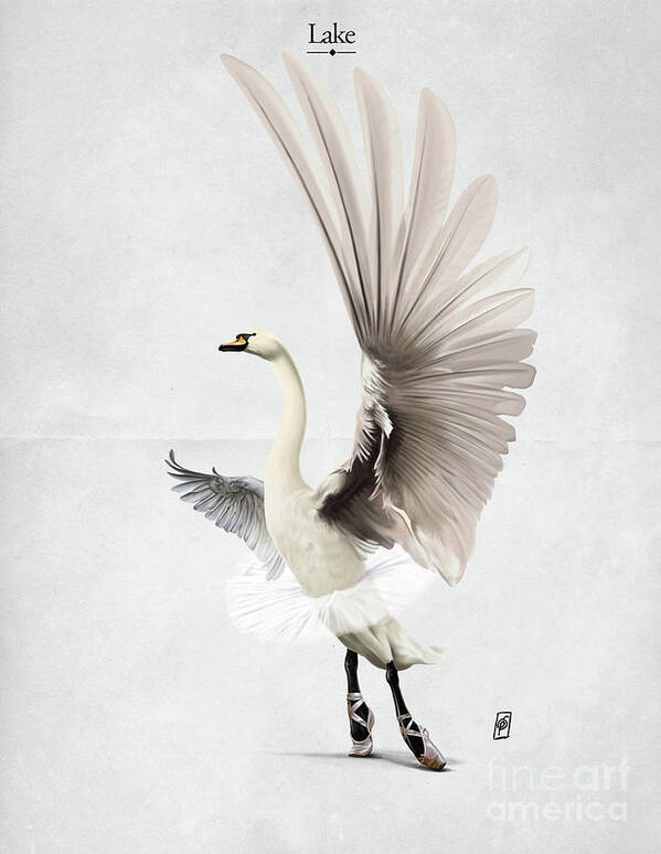 Swan Poster featuring the digital art Lake by Rob Snow