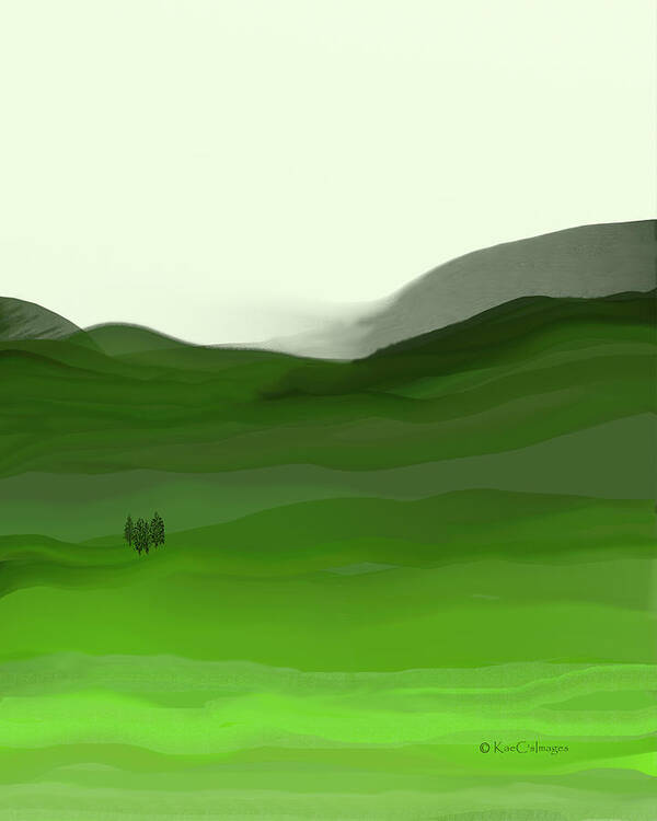 Scenic Poster featuring the digital art Landscape in Green by Kae Cheatham