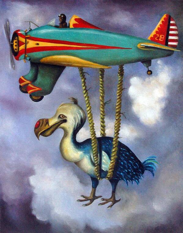 Dodo Bird.peashooter Plane.airplane Poster featuring the painting Lazy Bird by Leah Saulnier The Painting Maniac