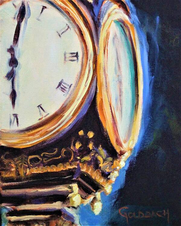 Clock Poster featuring the painting Liberty II by Kathy Lynn Goldbach