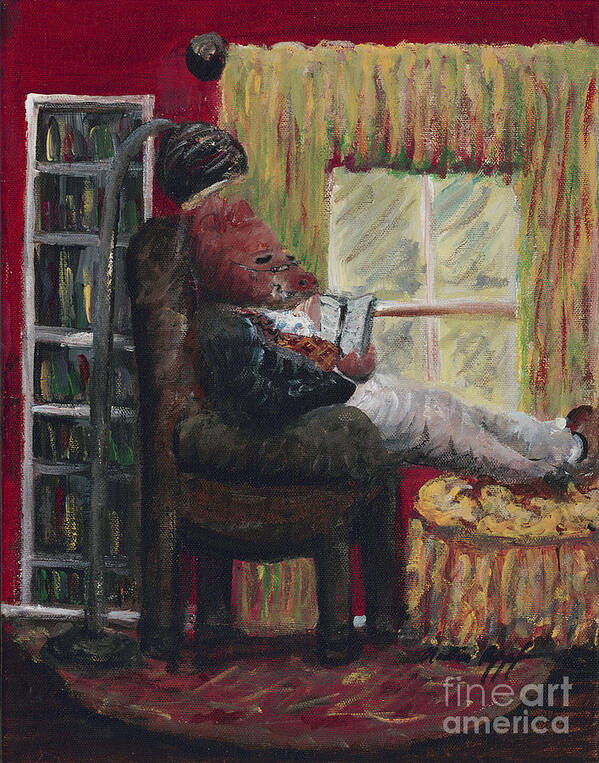 Hog Poster featuring the painting Literary Escape by Nadine Rippelmeyer