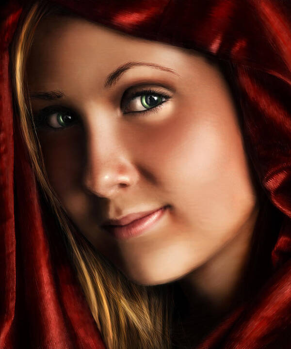 Digital Painting Poster featuring the digital art Little Red Riding Hood by Laurie Hasan
