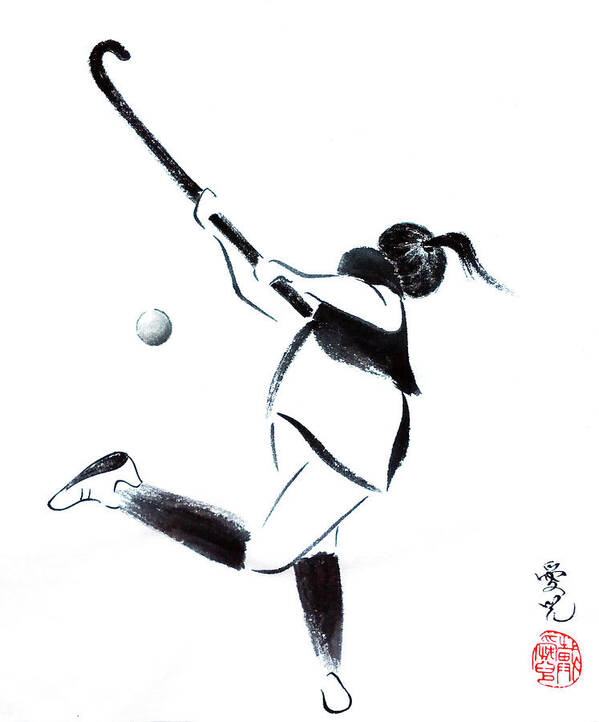 Field Hockey Poster featuring the painting Live, Love, Play Field Hockey by Oiyee At Oystudio
