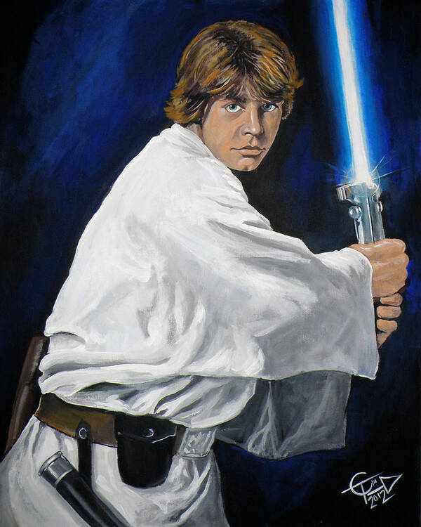 Luke Skywalker Poster featuring the painting Luke Skywalker by Tom Carlton