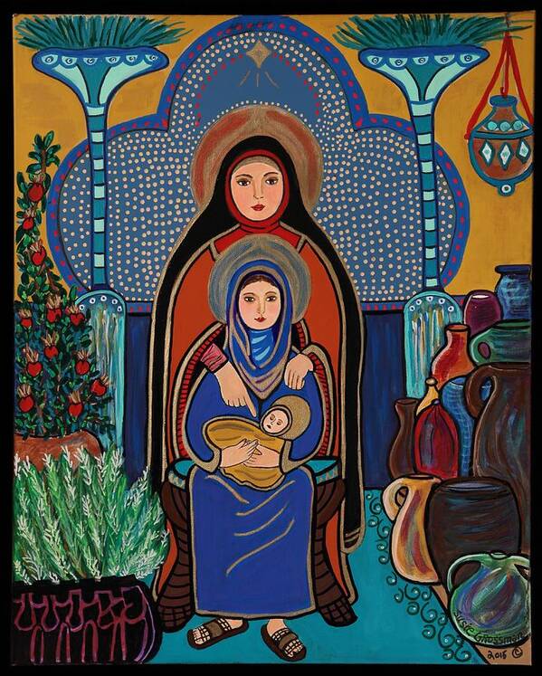 Saint Anne Poster featuring the painting Madonna and Infant with Saint Anne by Susie Grossman