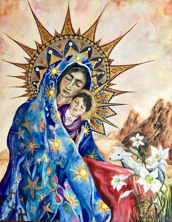 Mary Poster featuring the mixed media Madonna of the Unescorted by Mary C Farrenkopf