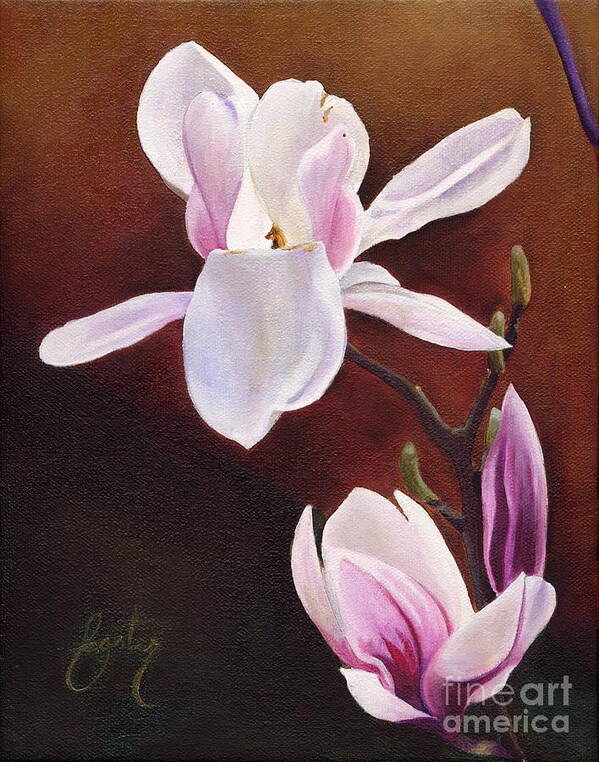 Flowers Poster featuring the painting Magnolia Open Petal by Daniela Easter