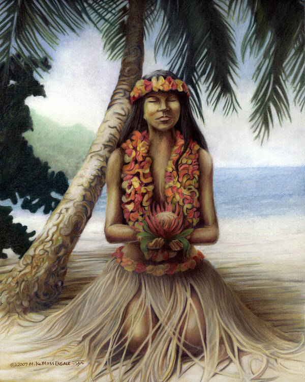 Tropical Art Poster featuring the drawing Mahalo by Mike Massengale
