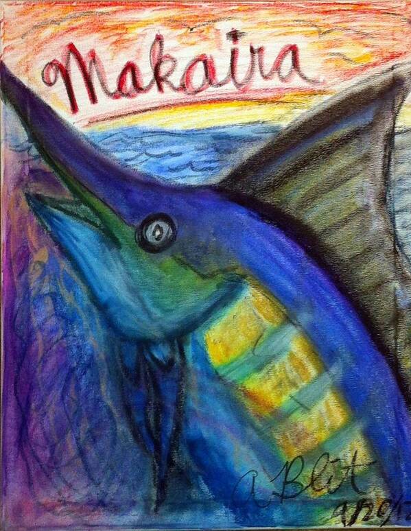 Makaira Nigricans Poster featuring the pastel Makaira by Andrew Blitman