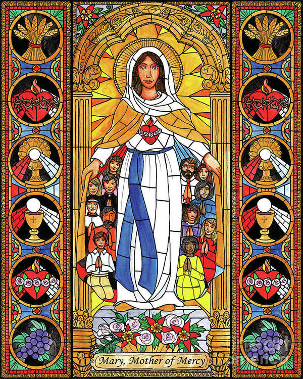 Mary Poster featuring the painting Mary, Mother of Mercy by Brenda Nippert
