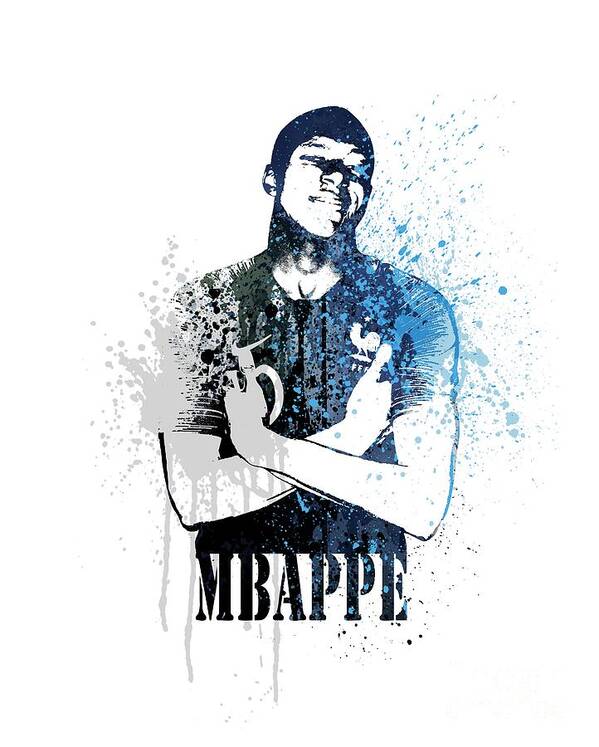2018 Poster featuring the painting Mbappe #dark blue #world Cup 2018 #france by Art Popop