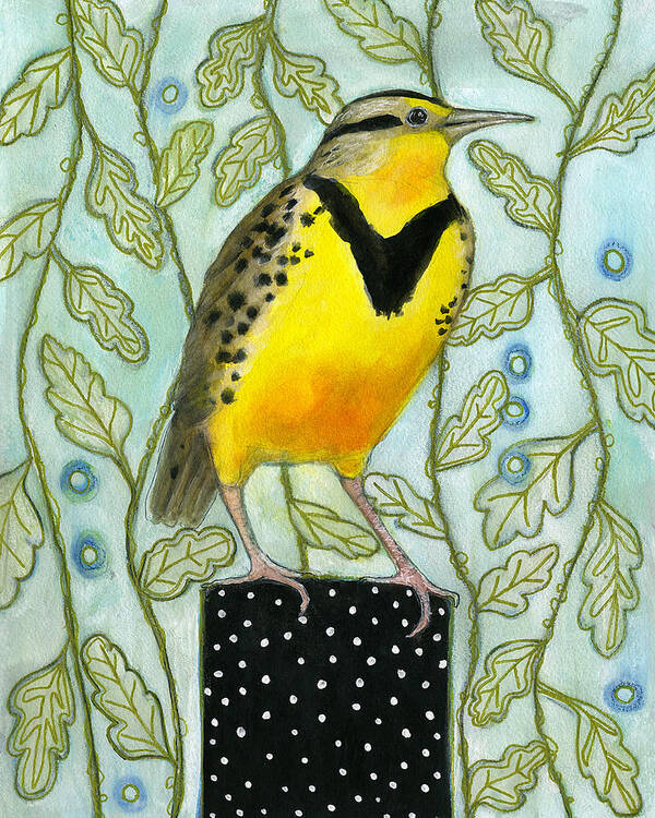 Meadowlark Poster featuring the painting Meadowlark Song Bird by Blenda Studio