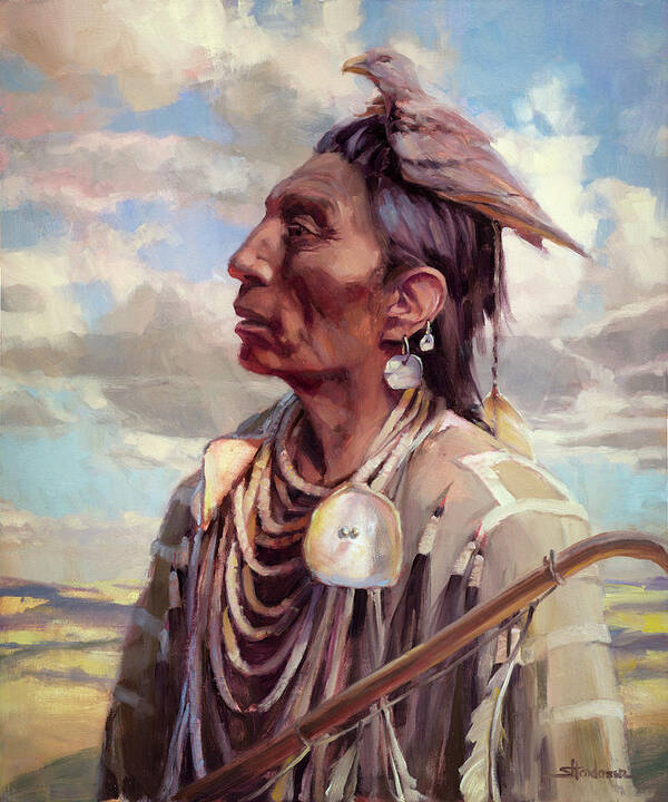 Native American Poster featuring the painting Medicine Crow by Steve Henderson
