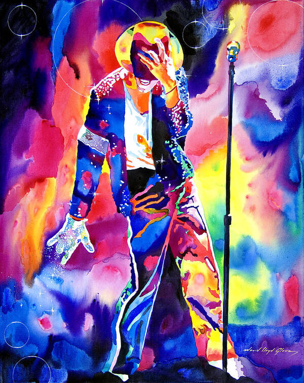 Michael Jackson Poster featuring the painting Michael Jackson Sparkle by David Lloyd Glover