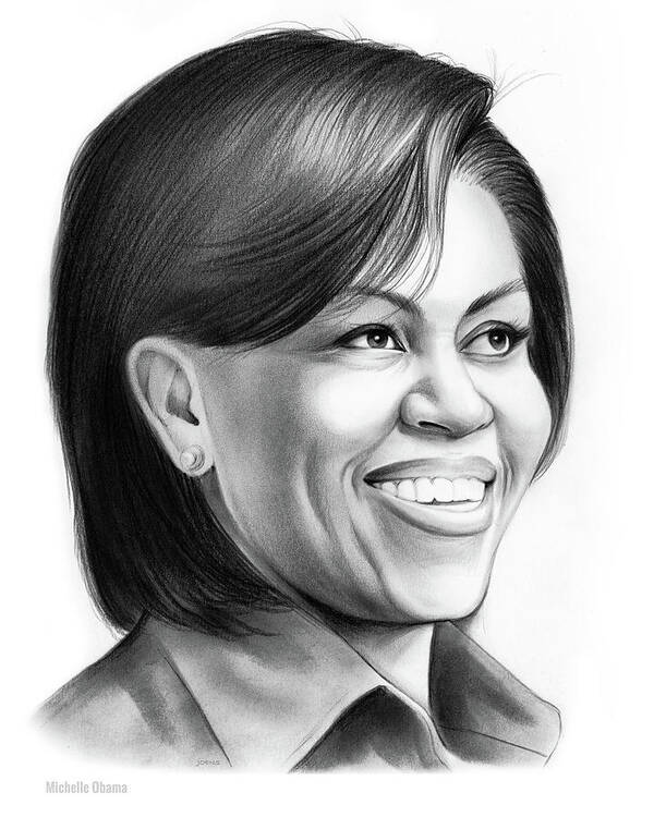 Michelle Obama Poster featuring the drawing Michelle Obama by Greg Joens