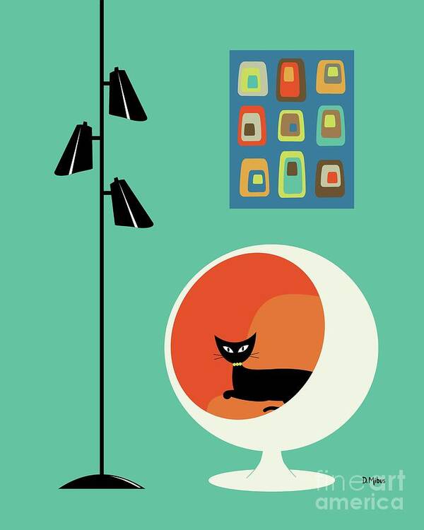 Cat Poster featuring the digital art Mid Century Mini Oblongs by Donna Mibus