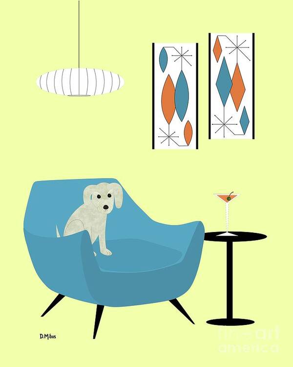 Mid Century Modern Dog Poster featuring the digital art Mid Century Modern Dogs 4 by Donna Mibus