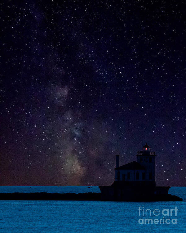 Art Poster featuring the photograph Milky Way Lighthouse by Phil Spitze