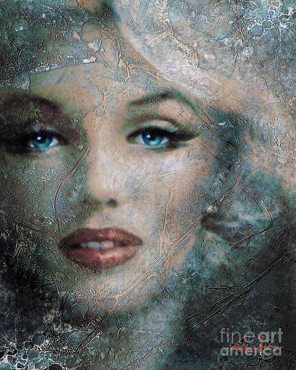 Marilyn Monroe Poster featuring the painting MM frozen by Angie Braun