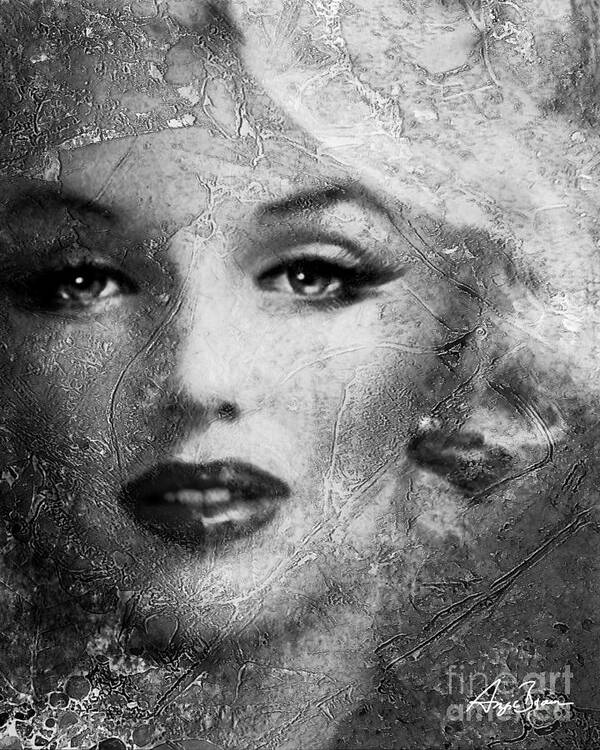 Marilyn Monroe Poster featuring the digital art MM frozen bw by Angie Braun