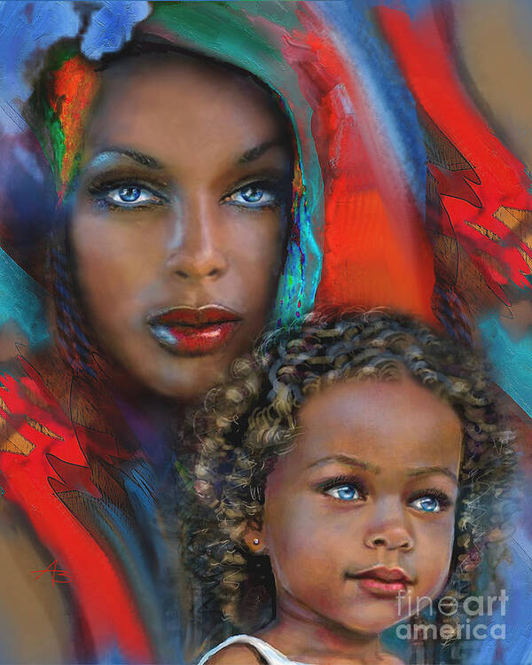 Woman Poster featuring the painting Mother And Child by Angie Braun