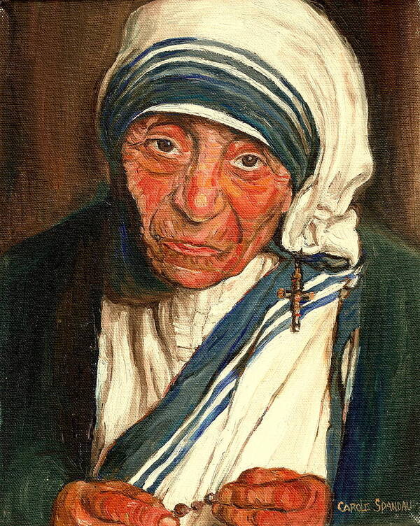 Mother Teresa Poster featuring the painting Mother Teresa by Carole Spandau