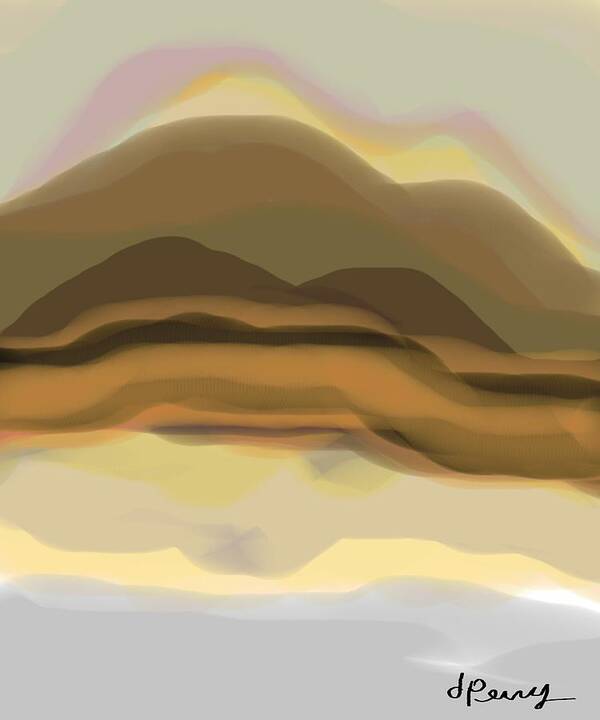 Abstract Mountain Art Print Poster featuring the painting Mountain Range by D Perry