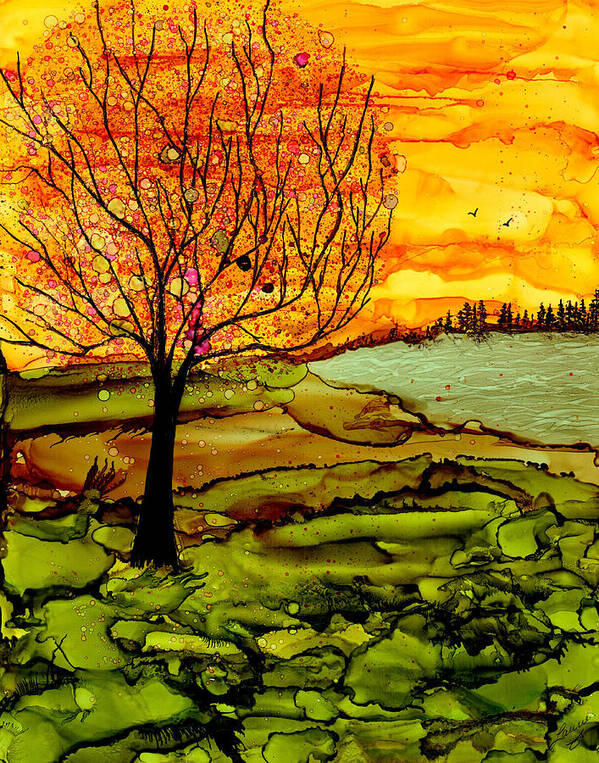 Alcohol Ink Poster featuring the painting Muddy Fall by Laurie Williams