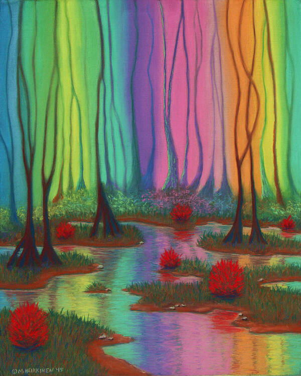 Mystic Poster featuring the pastel Mystic Marsh 01 Panel A by Michael Heikkinen