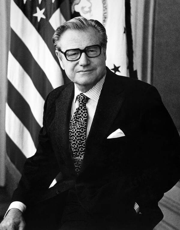 Rockefeller Poster featuring the photograph Nelson Rockefeller Portrait - 1975 by War Is Hell Store