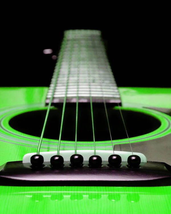 Andee Design Guitar Poster featuring the photograph Neon Green Guitar 18 by Andee Design