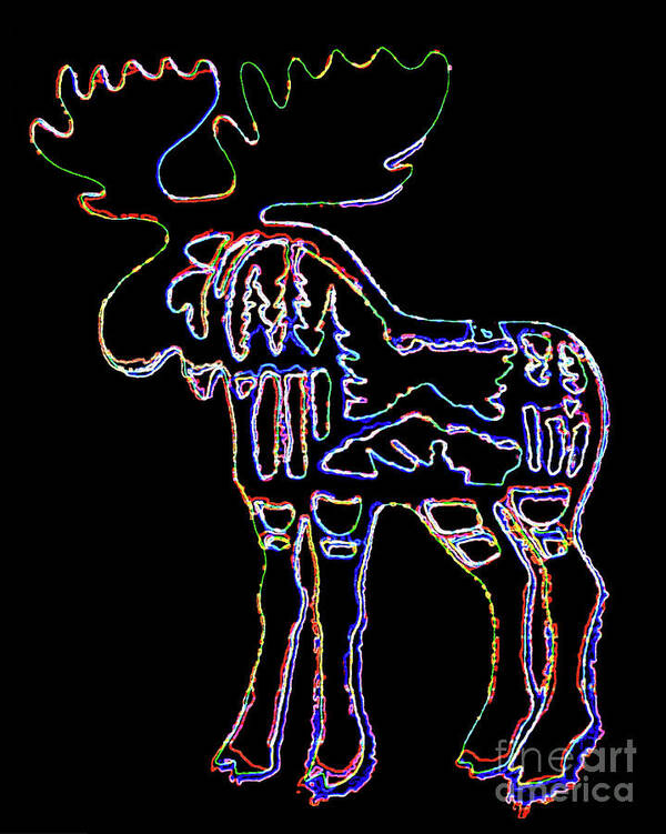 Neon Moose Poster featuring the photograph Neon Moose by Larry Campbell