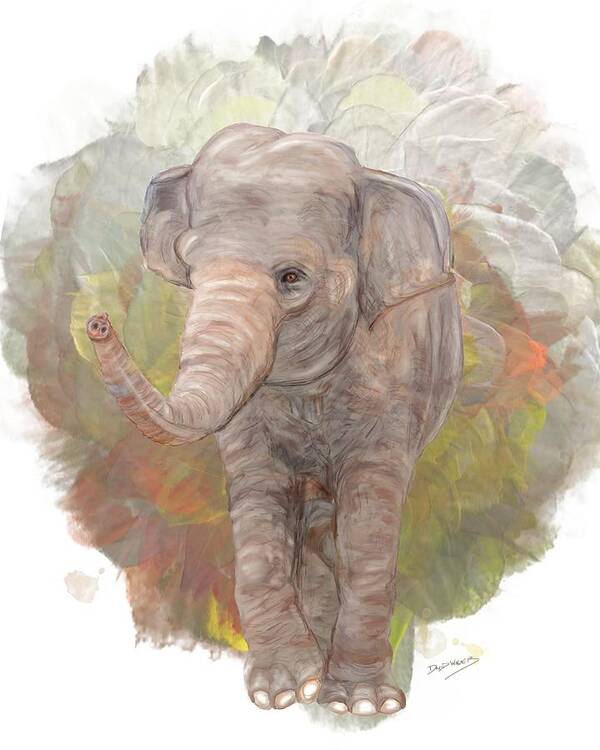 Elephant Poster featuring the painting Never Forget Me by David Wagner