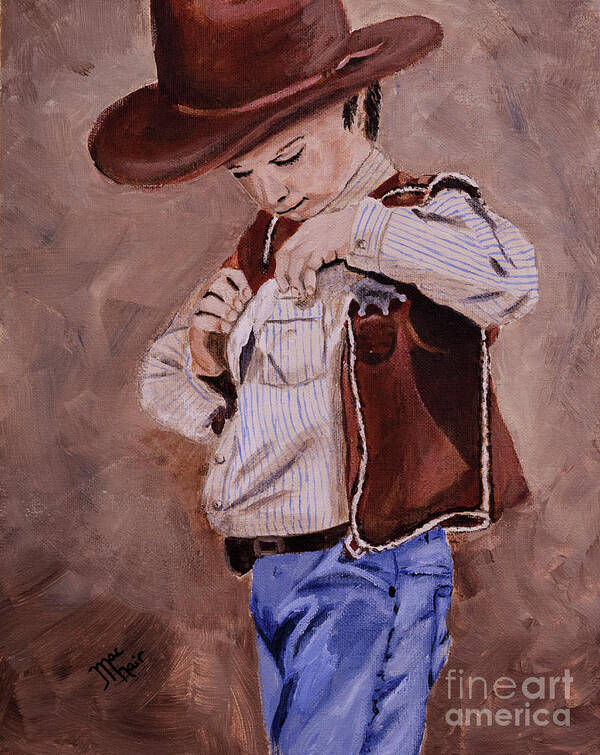 Cowboy Poster featuring the painting New Sheriff in Town by Jackie MacNair
