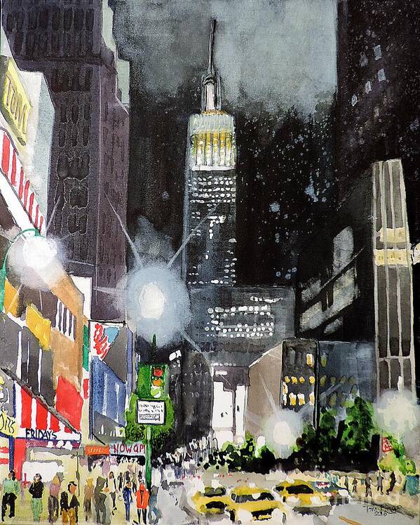 New York Poster featuring the painting New York Night by Tom Riggs