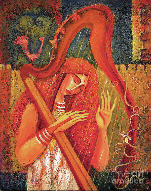 Music Woman Poster featuring the painting Night Music II by Eva Campbell