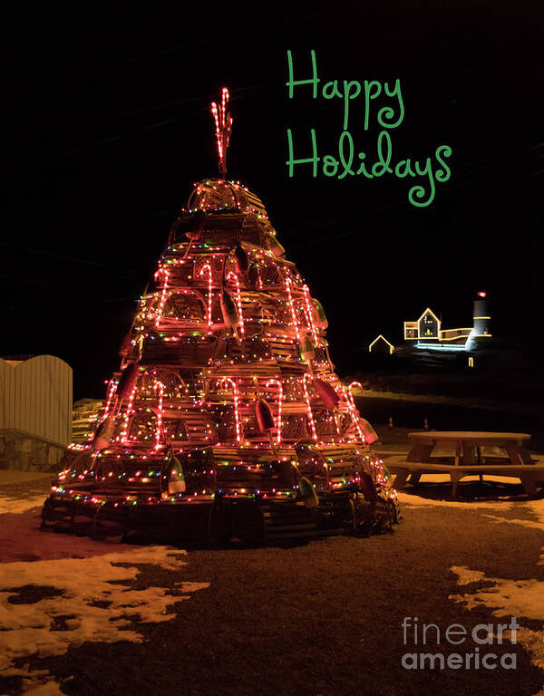 Nubble Light Poster featuring the photograph Nubble Light - Happy Holidays by Patrick Fennell