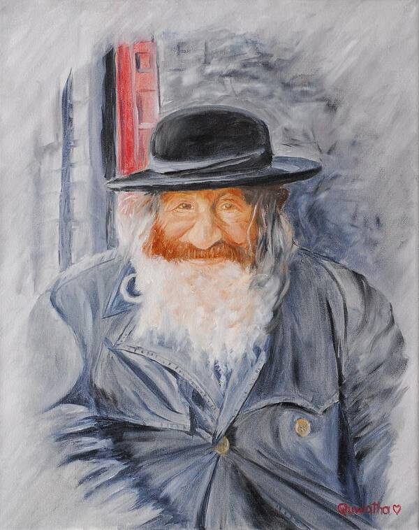 Jerusalem Poster featuring the painting Old Man of Jerusalem by Quwatha Valentine