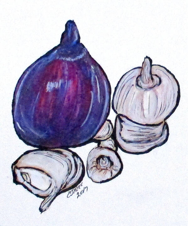Onions Poster featuring the painting Onion And Garlic by Clyde J Kell