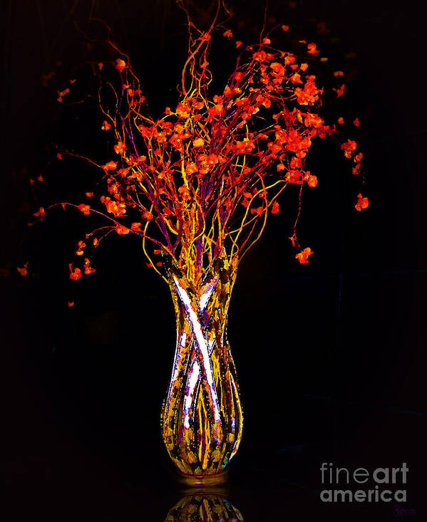 Flowers Poster featuring the photograph Orange Flowers In Vase by Jeff Breiman