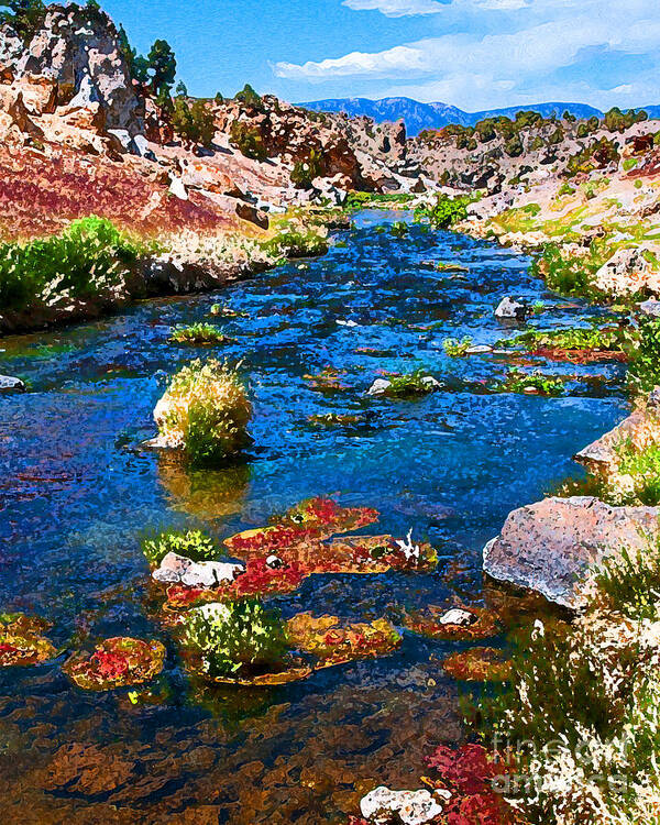 Hot Creek Poster featuring the photograph Painted Hot Creek Springs by Stephen Whalen