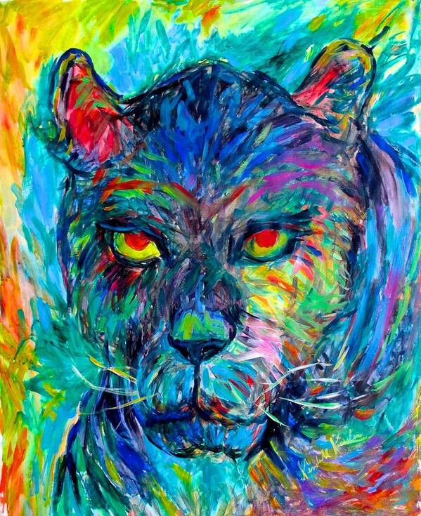 Panther Paintings Poster featuring the painting Panther Stare Stage One by Kendall Kessler