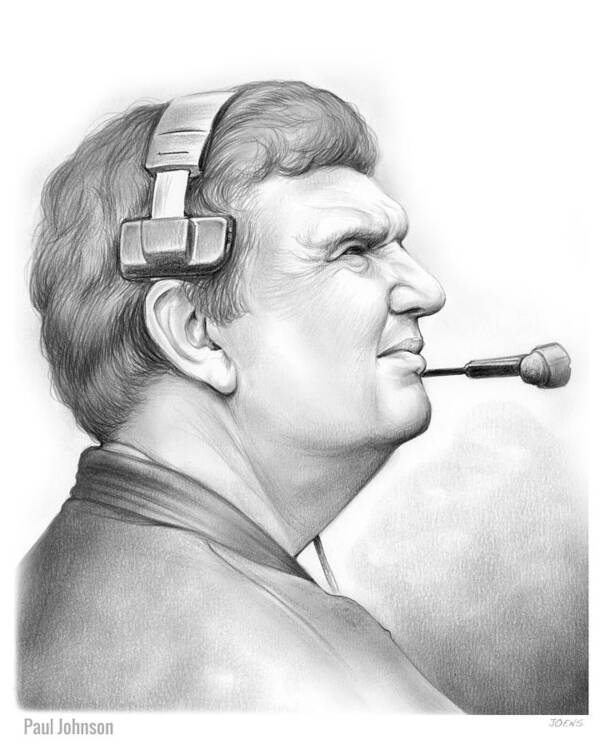 Paul Johnson Poster featuring the drawing Paul Johnson by Greg Joens