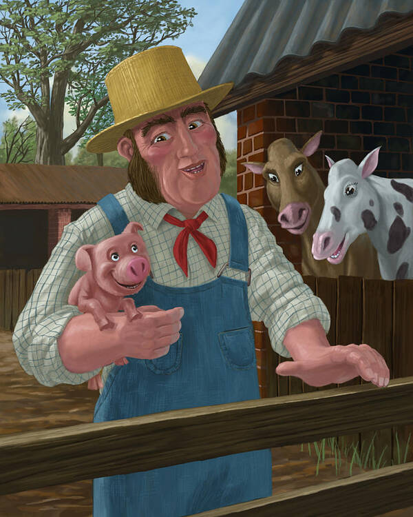 Pig Poster featuring the painting Pig Farmer by Martin Davey