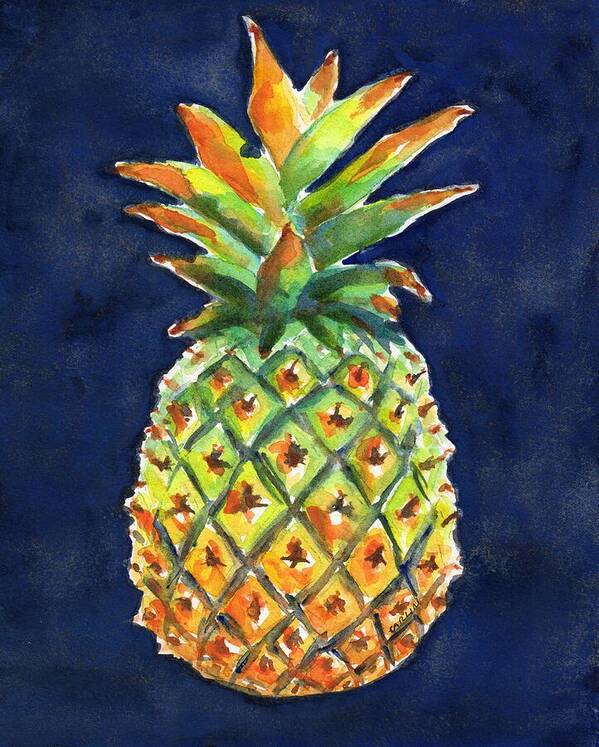 Pineapple Poster featuring the painting Pineapple Ripe Watercolor by Carlin Blahnik CarlinArtWatercolor