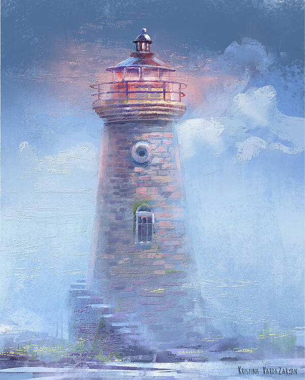 Light House Poster featuring the painting Pink Sky by Kristina Vardazaryan