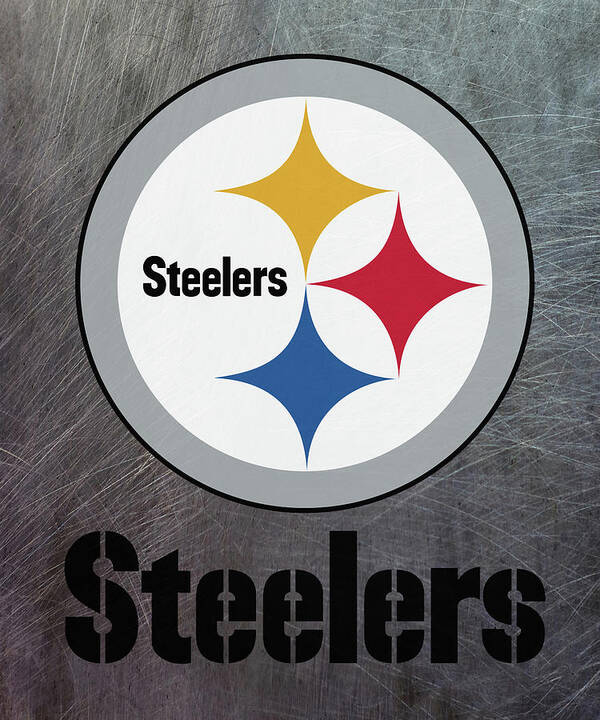 Pittsburgh Steelers Poster featuring the mixed media Pittsburgh Steelers on an abraded steel texture by Movie Poster Prints